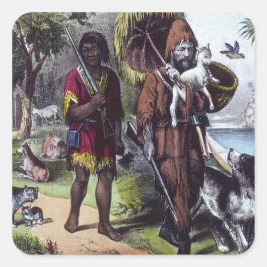 Robinson Crusoe Vierkante Sticker (Voorkant)