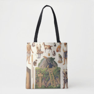 Robinson Crusoe, Vintage Victoriaanse papieren pop Tote Bag