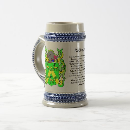 Robinson Family Crest Stein Bierpul (Voorkant links)