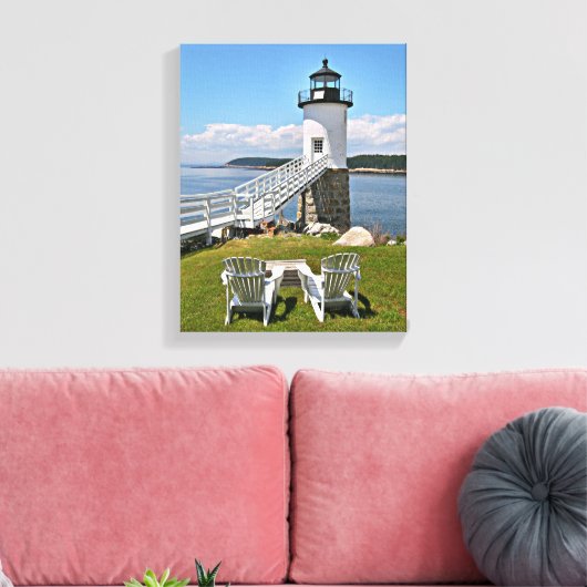 Robinson Point Lighthouse, Isle Au Haut, Maine Canvas Afdruk (Insitu (Woonkamer))