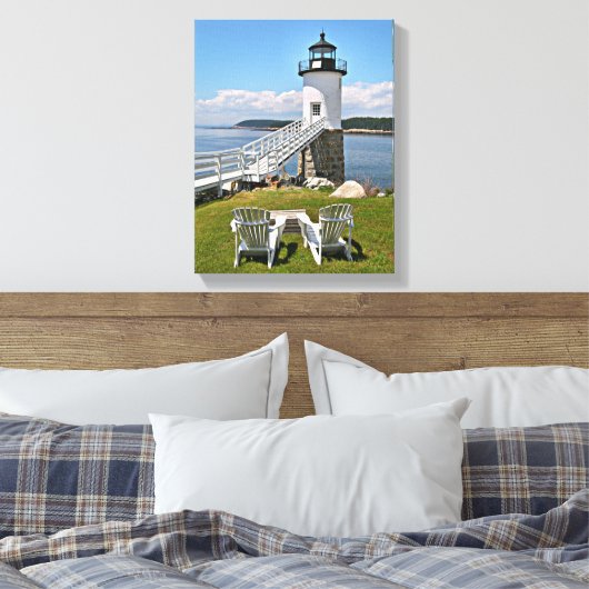 Robinson Point Lighthouse, Isle Au Haut, Maine Canvas Afdruk (Insitu (Slaapkamer))