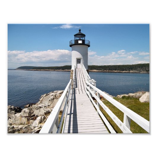 Robinson Point Lighthouse, Isle Au Haut, Maine Foto Afdruk (Voorkant)