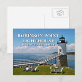 Robinson Point Lighthouse, Maine Ansichtkaart Briefkaart (Voorkant / Achterkant)