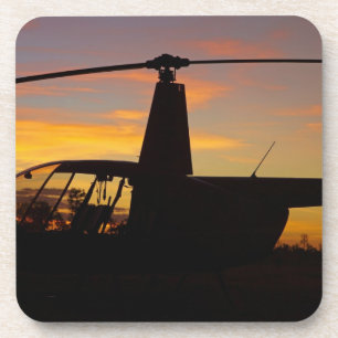 Robinson R44 helikopter bij zonsondergang Drankjes Onderzetter