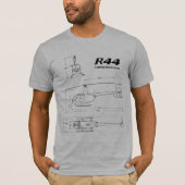 Robinson R44 Helikopter Bluprint T Shirt (Voorkant)