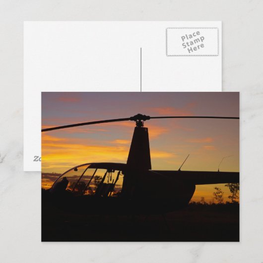 Robinson R44-helikopter op zonsondergang Briefkaart (Voorkant / Achterkant)