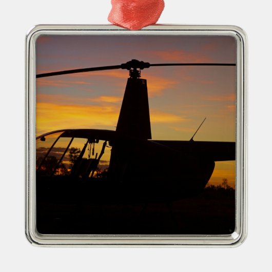 Robinson R44-helikopter op zonsondergang Metalen Ornament (Voorkant)