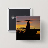 Robinson R44-helikopter op zonsondergang Vierkante Button 5,1 Cm (Voorkant /achterkant)