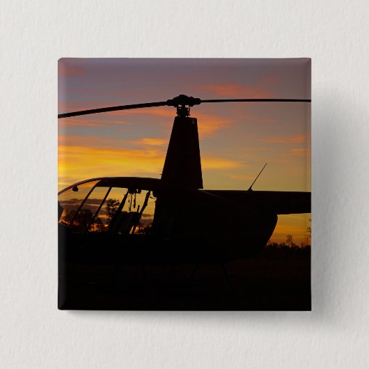 Robinson R44-helikopter op zonsondergang Vierkante Button 5,1 Cm (Voorkant)