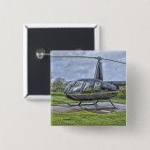 Robinson R44-helikopter Vierkante Button 5,1 Cm (Voorkant /achterkant)