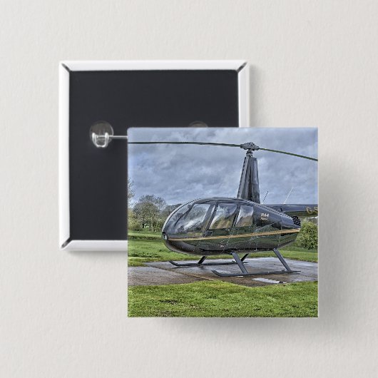 Robinson R44-helikopter Vierkante Button 5,1 Cm (Voorkant /achterkant)