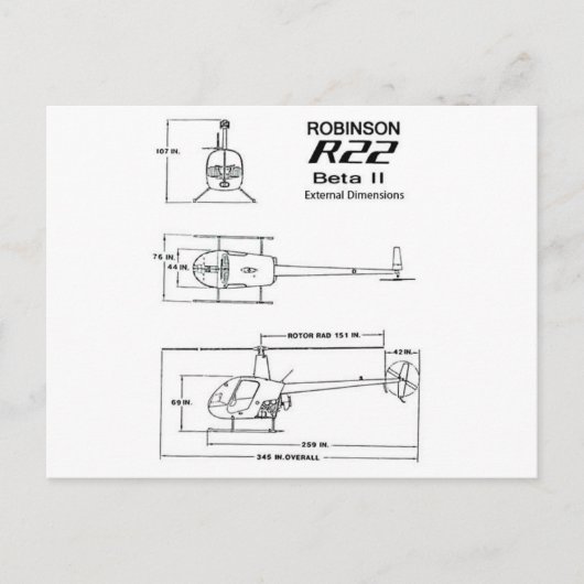 Robinson R-22 Briefkaart (Voorkant)