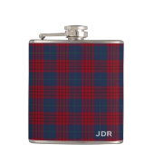 Robinson Tartan Monogram Marine Blauw en Rood Plai Heupfles (Voorkant)