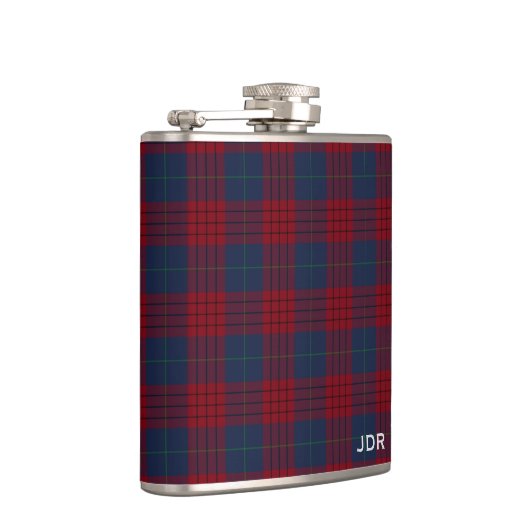 Robinson Tartan Monogram Marine Blauw en Rood Plai Heupfles (Rechts)