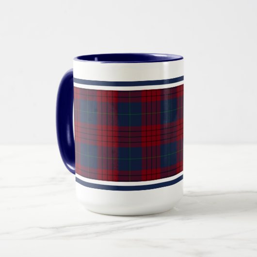 Robinson Tartan Navy Blue en Red Pset Mok (Voorkant links)