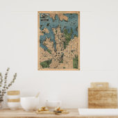 Robinson's kaart van Sydney, NSW (1922) Reprint Poster (Keuken)