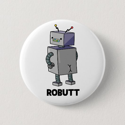Robit Funny Robot Pun Ronde Button 5,7 Cm (Voorkant)