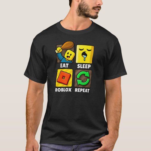 Roblox Eat Sleep Repeat Funny Gamer T-shirt (Voorkant)