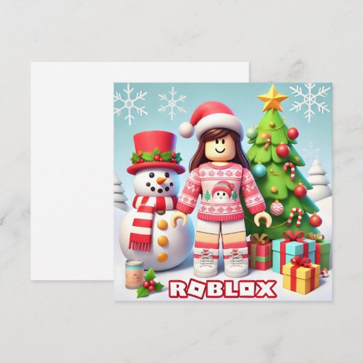 Robloxo's klassieke kerst Kaart voor kinderen (Voorkant / Achterkant)