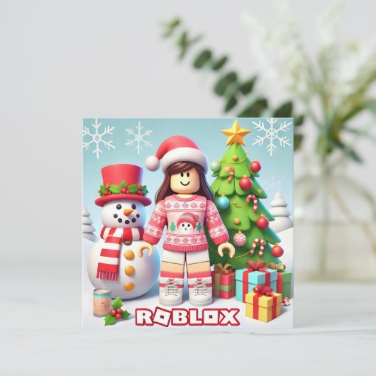 Robloxo's klassieke kerst Kaart voor kinderen (Staand voorkant)