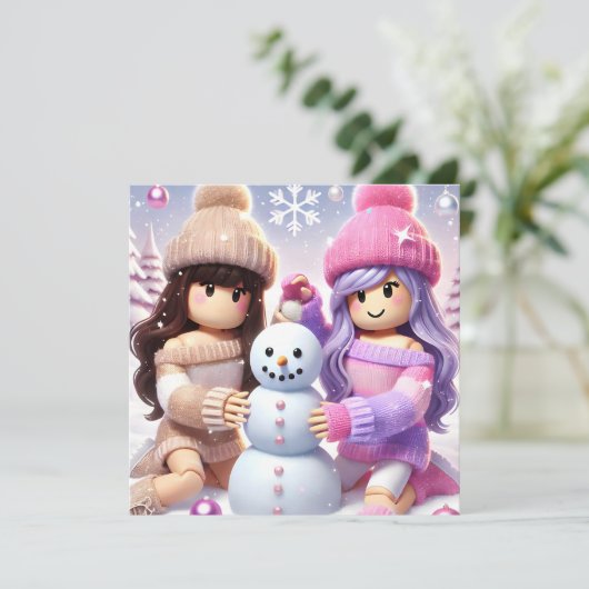Robloxo's meisjes kerst Kaart (Staand voorkant)