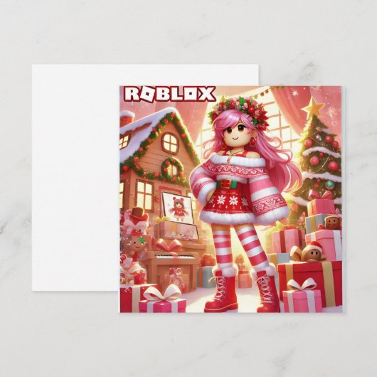Robloxo's mijn roze Kaart voor meisjes (Voorkant / Achterkant)