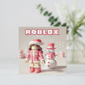 Robloxo's  roze Kaart voor meisjes (Staand voorkant)