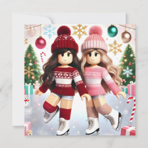 Robloxo's Teen Girls Ice Schaats Christmas Kaart