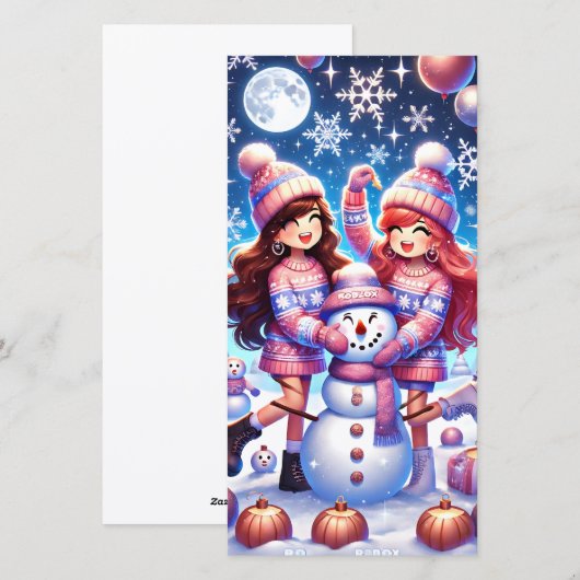 Robloxo's Teen Girls Preppy Flat Holiday Kaart (Voorkant / Achterkant)