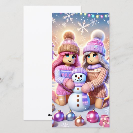Robloxo's Teen Girls Preppy Flat Holiday Kaart (Voorkant / Achterkant)