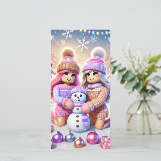 Robloxo's Teen Girls Preppy Flat Holiday Kaart (Staand voorkant)