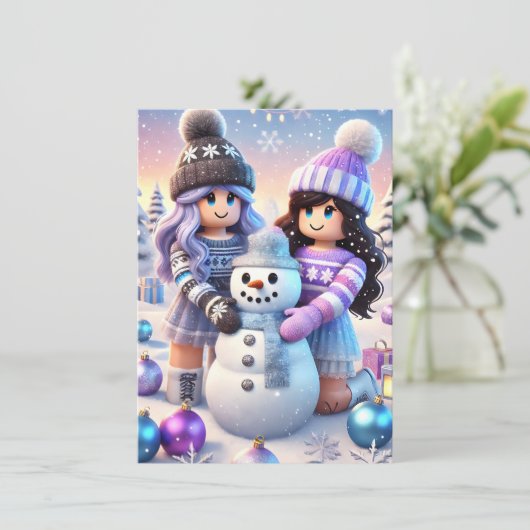 Robloxo's Teen Girls Preppy Noob Holiday Kaart (Staand voorkant)