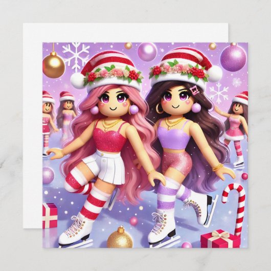 Robloxo's tienermeisjes  kerst Kaart (Voorkant / Achterkant)