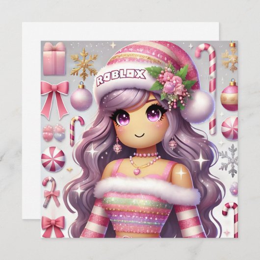 Robloxo's tienermeisjes  kerst Kaart (Voorkant / Achterkant)