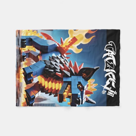 Robo-Block Pup Fleece Deken (Voorkant (Horizontaal))