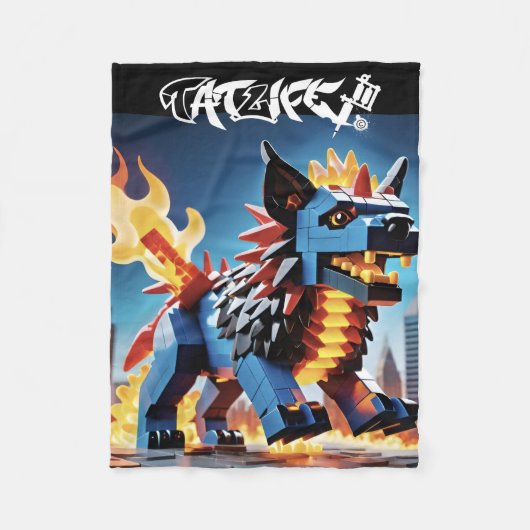 Robo-Block Pup Fleece Deken (Voorkant)