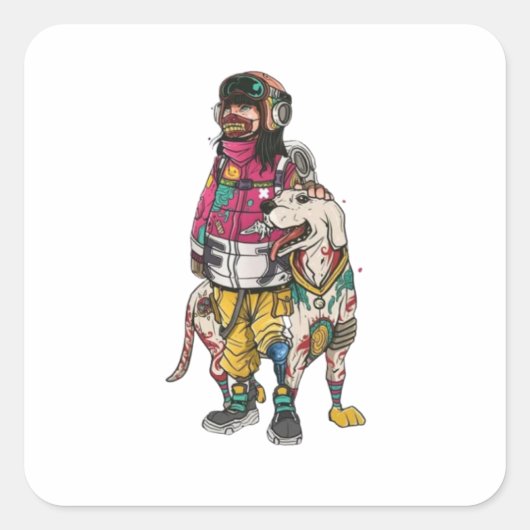 Robo Dog Vierkante Sticker (Voorkant)