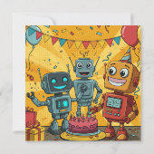 Robo Fun Robot Verjaardagsfeestje Kaart (Achterkant)