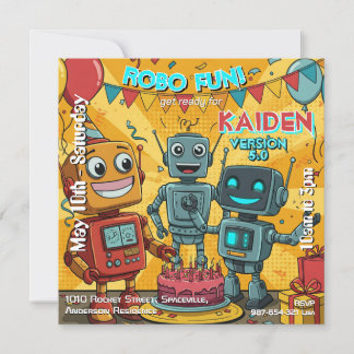 Robo Fun Robot Verjaardagsfeestje Kaart
