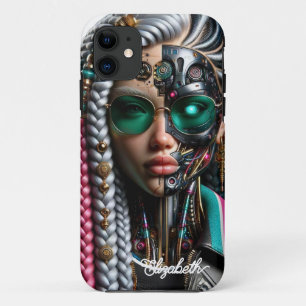 Robo-gangstameisje met dreadlocks in streetwear-st Case-Mate iPhone case