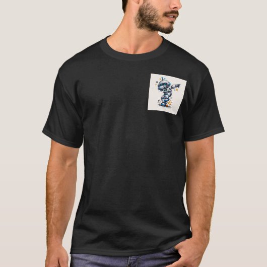 Robo-Groove: De Dansende Droid Sticker T-shirt (Voorkant)
