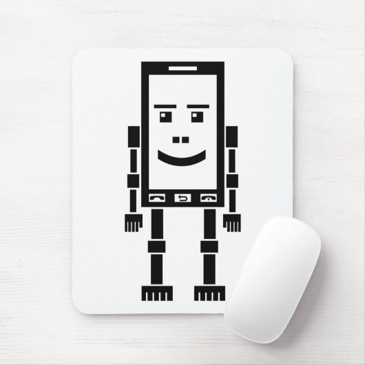Robo Phone - Zwart op wit Muismat (Met muis)