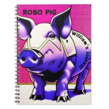 ROBO PIG Journal. bewerkbare tekst. Notitieboek
