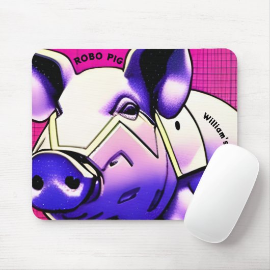 ROBO PIG Mousemat bewerkbare tekst. Muismat (Met muis)