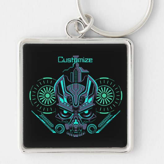 Robo Skull Round Sleutelhanger (Voorkant)