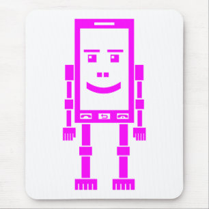 Robo-telefoon - Magenta op Wit Muismat