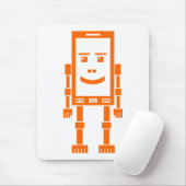 Robo-telefoon - Oranje op Wit Muismat (Met muis)