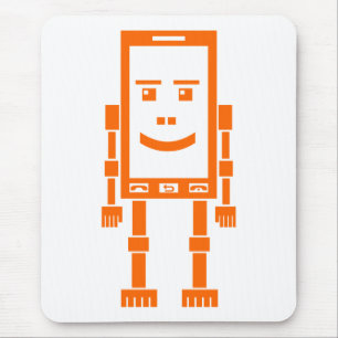 Robo-telefoon - Oranje op Wit Muismat