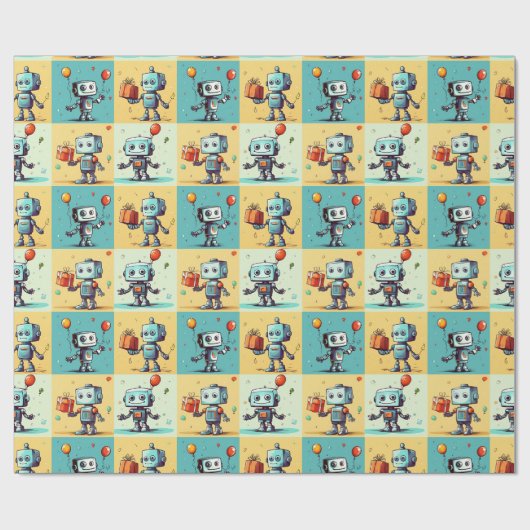 Robo Verjaardag Cadeaupapier (Vlak)