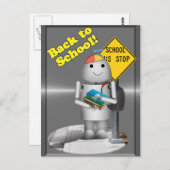 Robo-x9 bij de schoolbushalte briefkaart (Voorkant / Achterkant)